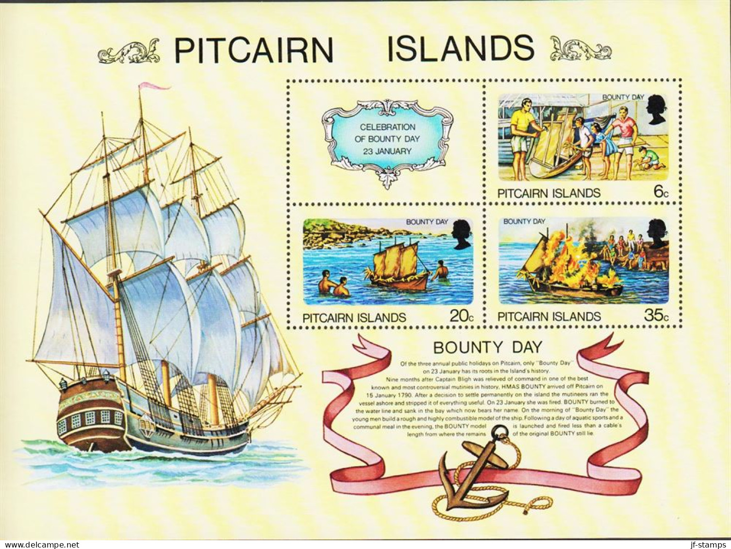 1978. PITCAIRN ISLANDS Bounty Day Block. Never Hinged. (Michel Block 3) - JF543081 - Pitcairn Islands