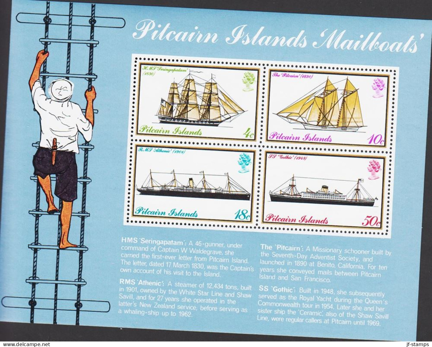 1975. PITCAIRN ISLANDS Ships Block. Never Hinged. (Michel Block 2) - JF543086 - Pitcairn Islands