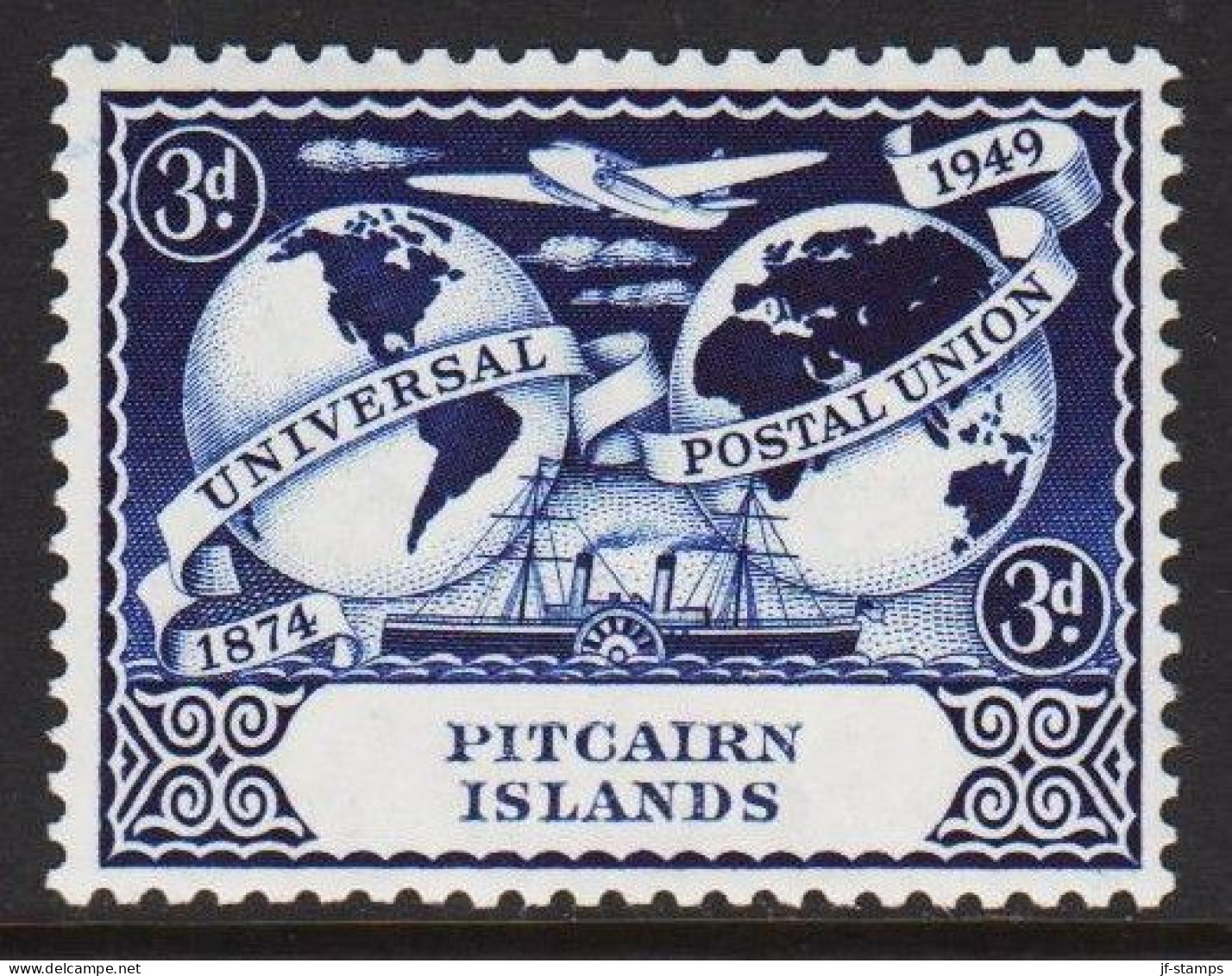 1949. PITCAIRN ISLANDS UPU. 3d Never Hinged. (Michel 16) - JF543090 - Pitcairninsel