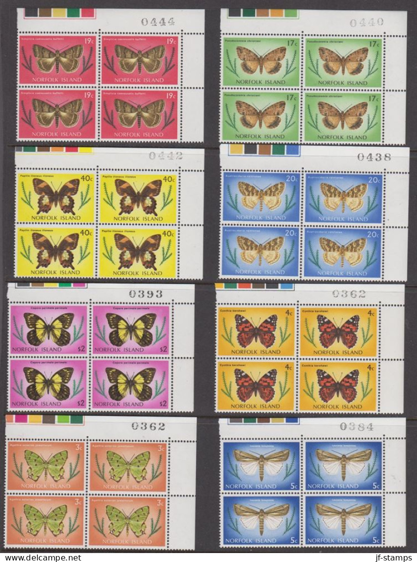 1976-1977. NORFOLK ISLAND. Butterfly Complete Set With 17 Stamps In Never Hinged Blocks O... (MICHEL 184-200) - JF543093 - Norfolkinsel