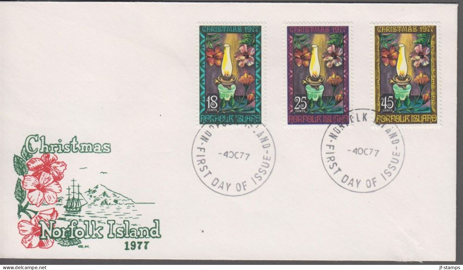 1977. NORFOLK ISLAND. CHRISTMAS Complete Set With 3 Stamps ON Fdc. (MICHEL 202-204) - JF543095 - Norfolkinsel