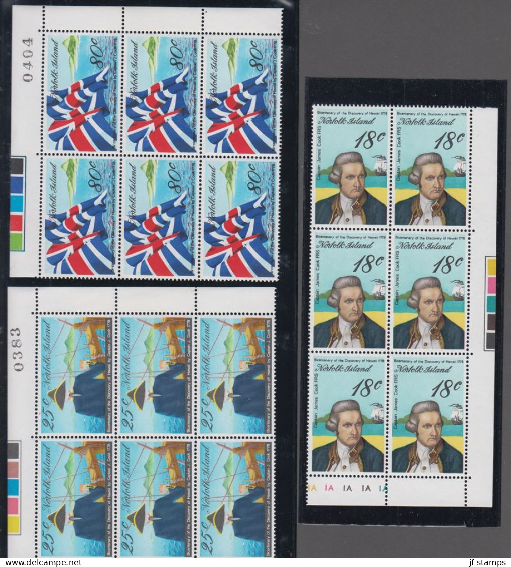 1978. NORFOLK ISLAND. Captain Cook In Complete Set With 3 Stamps In Never Hinged Blocks O... (MICHEL 205-207) - JF543098 - Norfolk Island