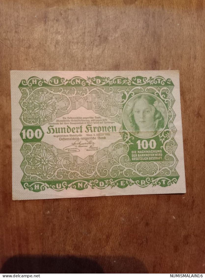 Autriche-Billet De 100 Kronen-1922 - Austria