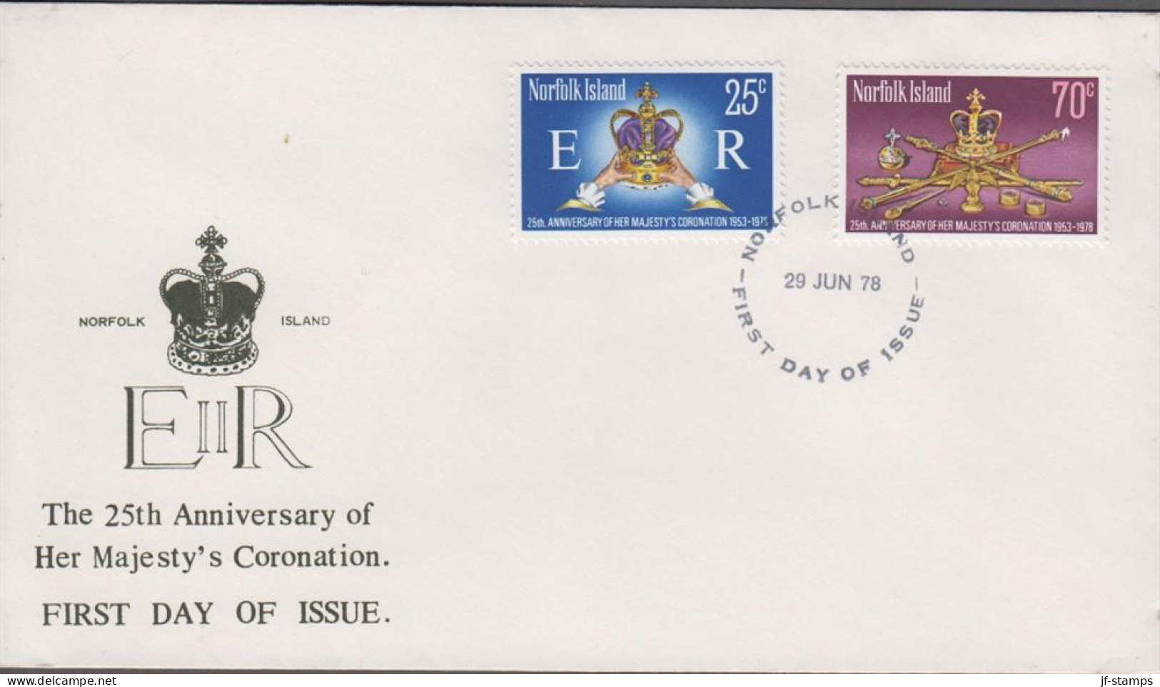 1978. NORFOLK ISLAND. Coronation 25 Years In Complete Set With 2 Stamps On FDC. (MICHEL 212-213) - JF543102 - Norfolk Island