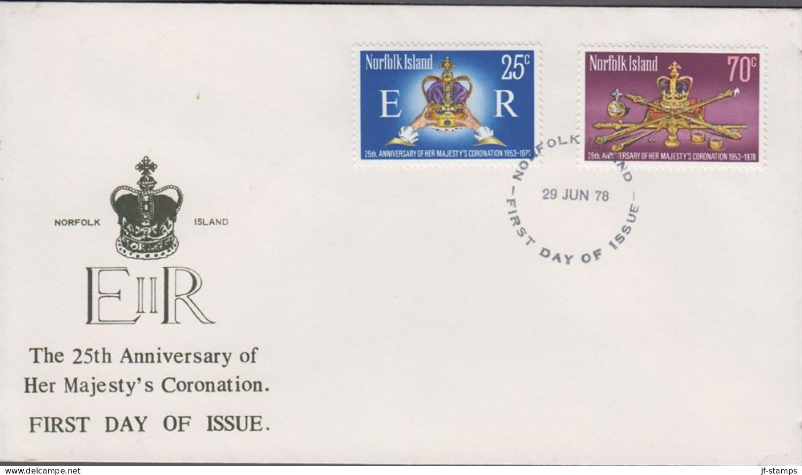 1978. NORFOLK ISLAND. Coronation 25 Years In Complete Set With 2 Stamps On FDC. (MICHEL 212-213) - JF543102 - Norfolkinsel