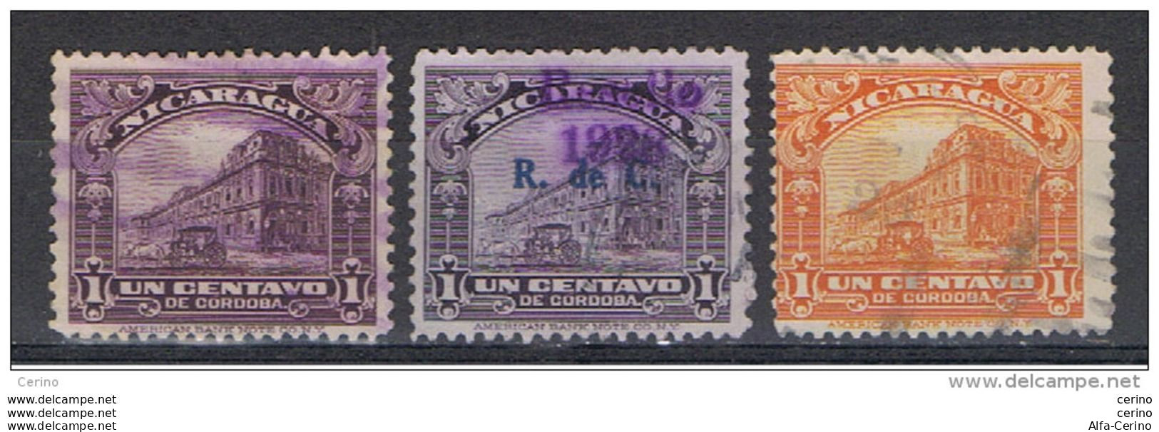 NICARAGUA:  1922/34  VARI  -  3  VAL. US. -  YV/TELL. 429//515 - Nicaragua