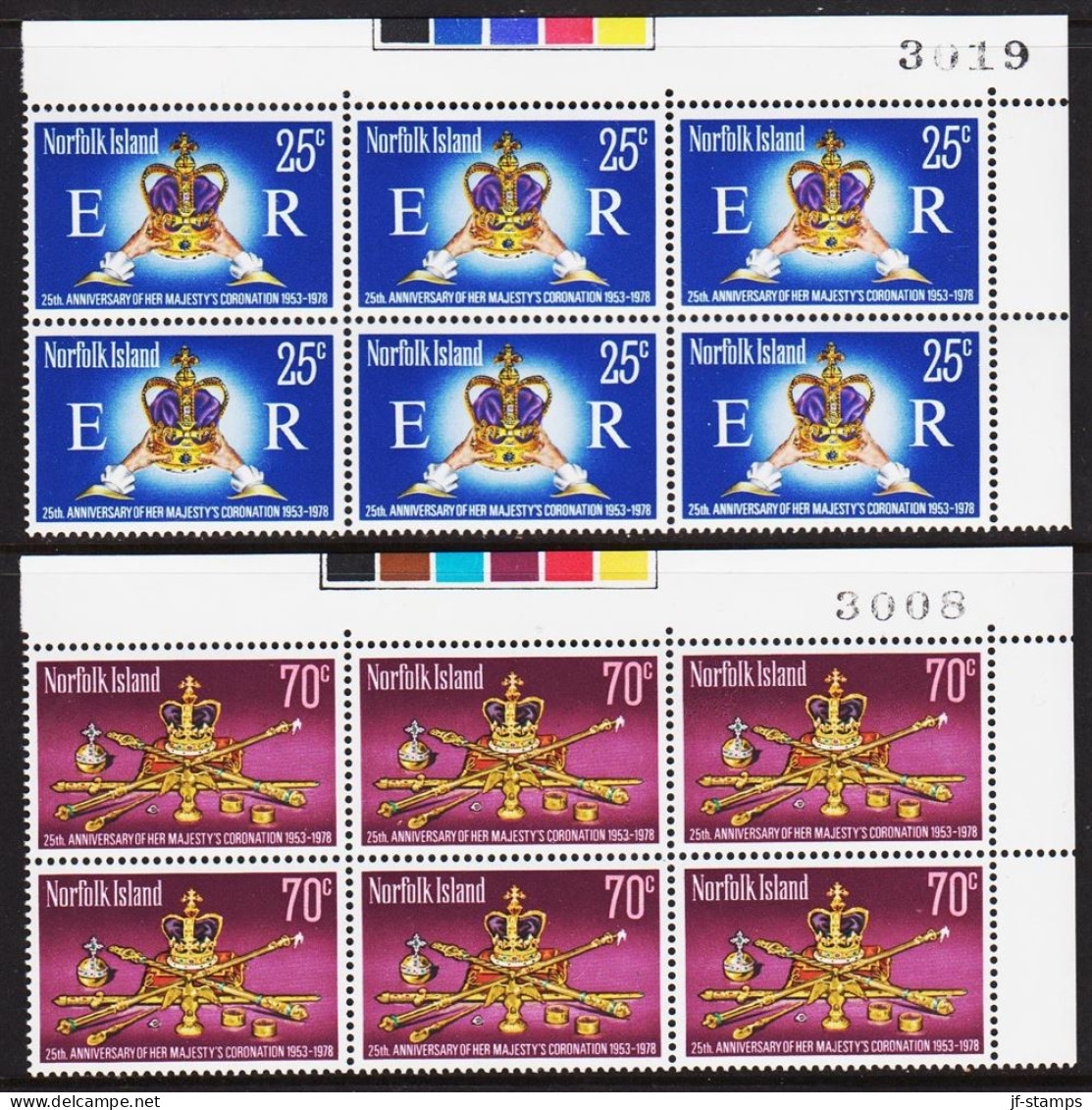 1978. NORFOLK ISLAND. Coronation 25 Years In Complete Set With 2 Stamps Never Hinged In 6... (MICHEL 212-213) - JF543105 - Norfolkinsel