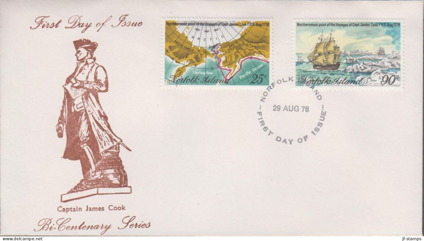 1978. NORFOLK ISLAND. Fine FDC With Captain Cook Complete Set.  (MICHEL 218-219) - JF543109 - Norfolkinsel