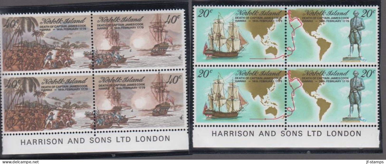 1979. NORFOLK ISLAND. James Cook Complete Set In Never Hinged 4-blocks With Margin.  (MICHEL 225-228) - JF543119 - Norfolkinsel