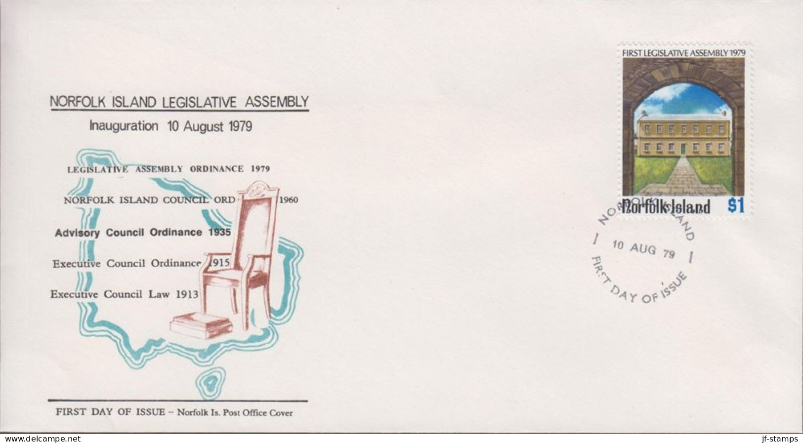 1979. NORFOLK ISLAND. FIRST LEGISLATIVE ASSEMBLY $ 1 On FDC. (MICHEL 229) - JF543122 - Norfolk Island