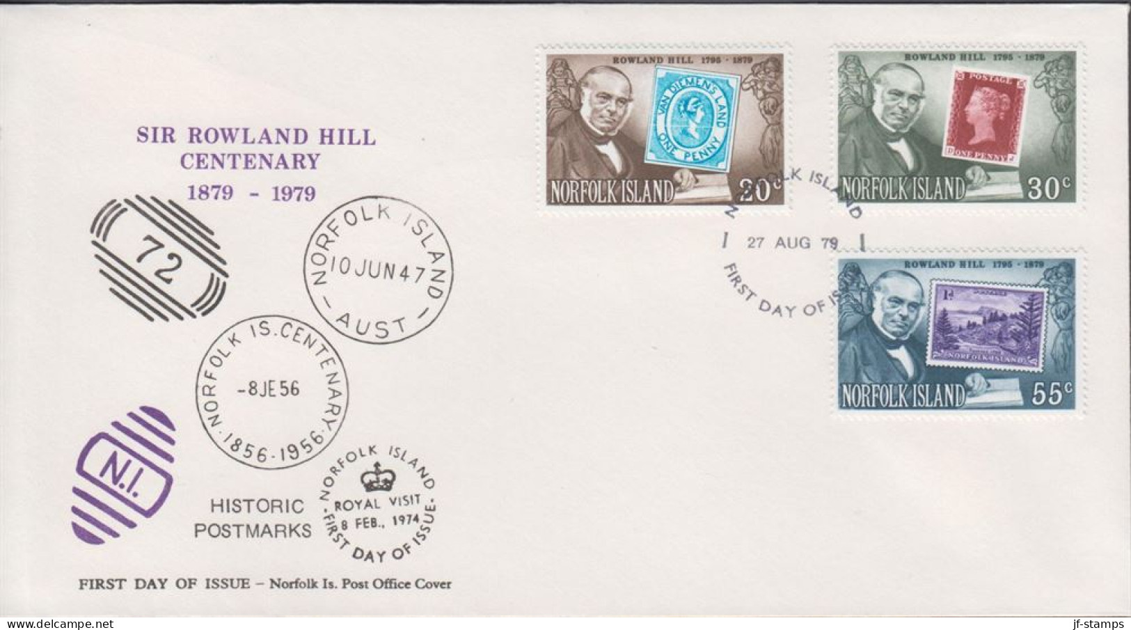 1979. NORFOLK ISLAND. Rowland Hill In Complete Set On FDC. (MICHEL 230-232) - JF543123 - Norfolk Island
