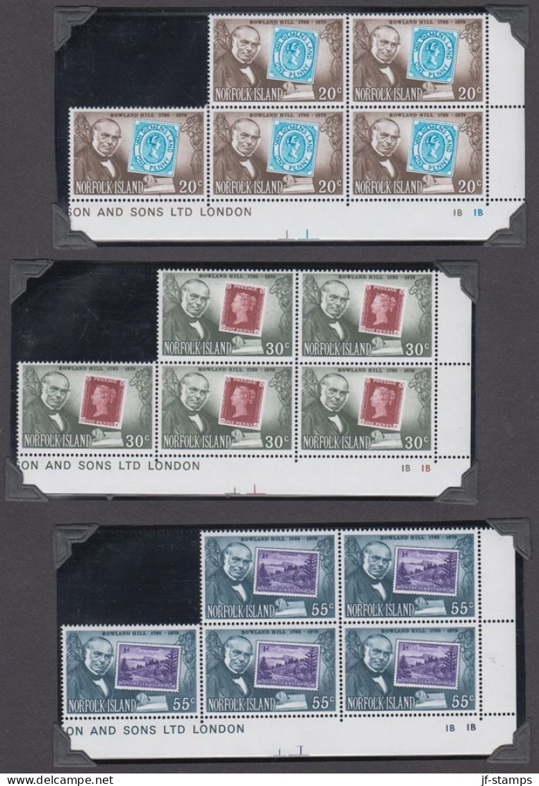 1979. NORFOLK ISLAND. Rowland Hill In Complete Set In Never Hinged Blocks Of 5 With Margi... (MICHEL 230-232) - JF543124 - Norfolk Island