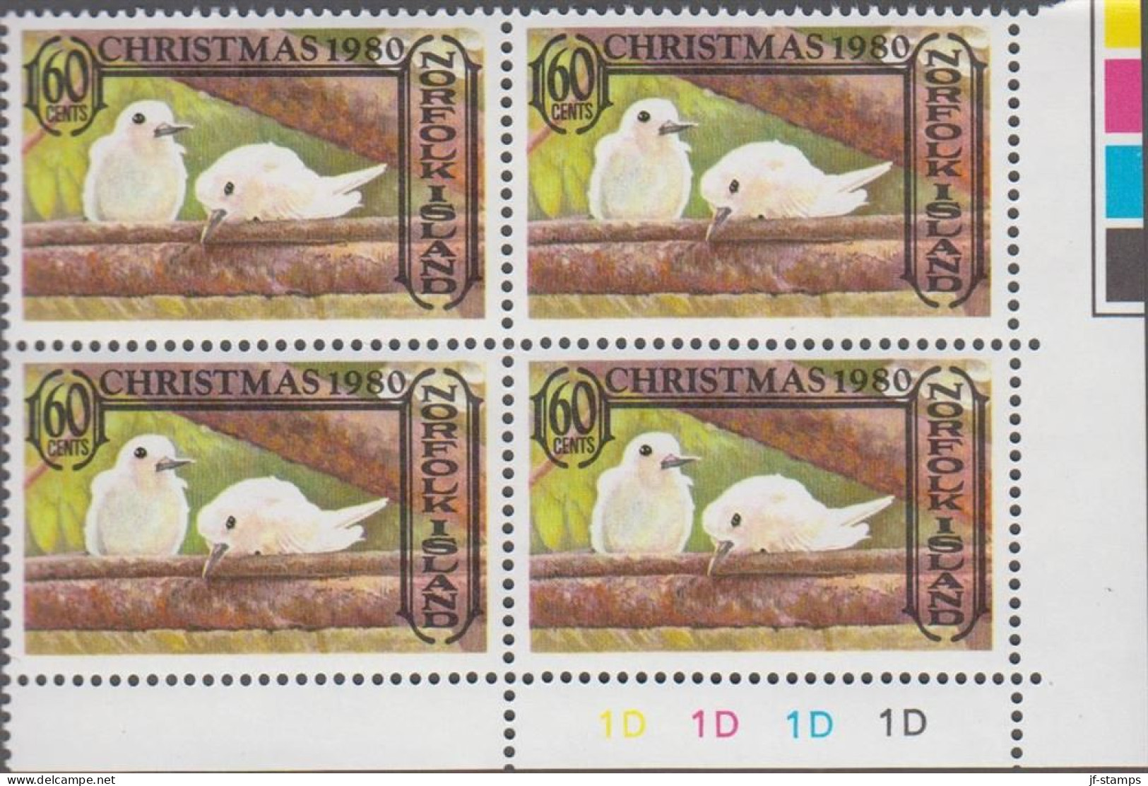 1980. NORFOLK ISLAND. CHRISTMAS Sea Birds Motives COMPLETE SET In Never Hinged 6 Block Wi... (MICHEL 257-260) - JF543142 - Isla Norfolk