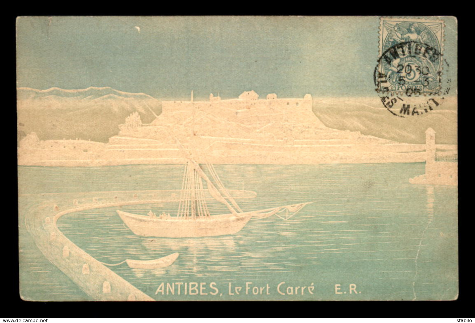 06 - ANTIBES - LE FORT CARRE - CARTE FANTAISIE EN RELIEF - VOIR ETAT - Antibes - Les Remparts