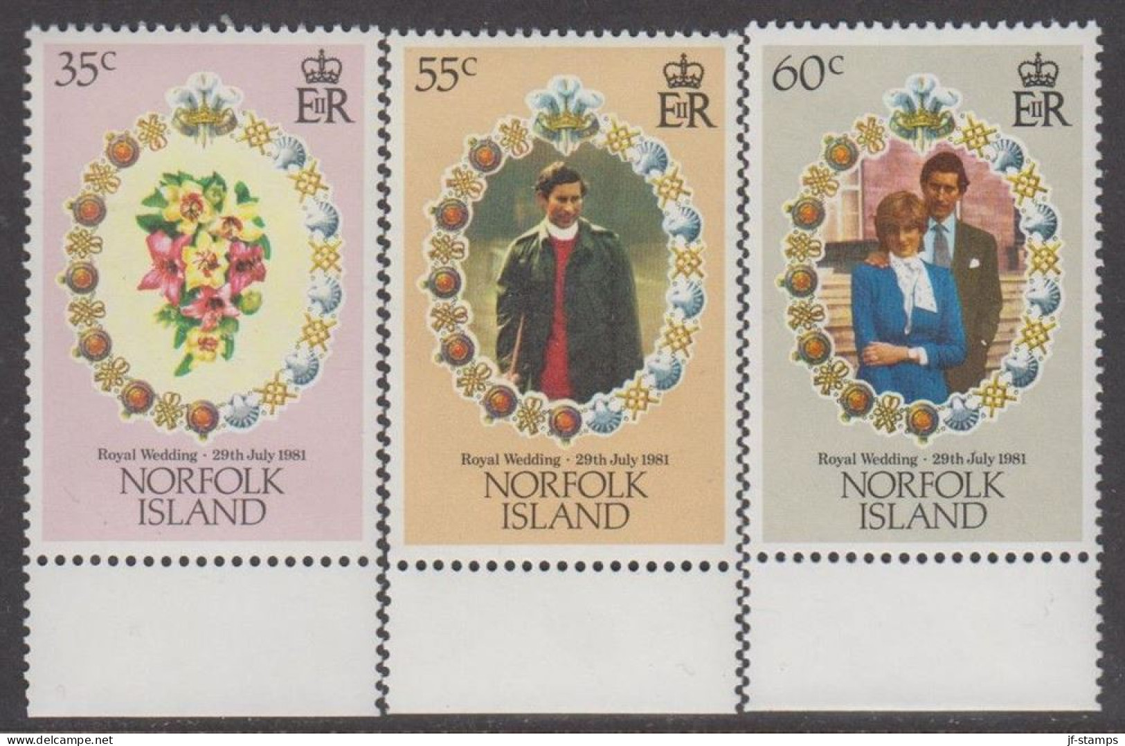 1981. NORFOLK ISLAND. Royal Wedding Charles And Lady Diana Spencer COMPLETE SET Never Hin... (MICHEL 264-266) - JF543150 - Isla Norfolk