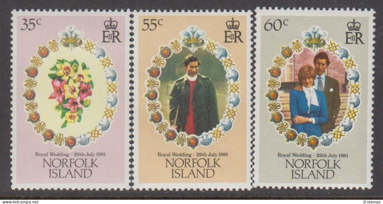 1981. NORFOLK ISLAND. Royal Wedding Charles And Lady Diana Spencer COMPLETE SET Never Hin... (MICHEL 264-266) - JF543151 - Isla Norfolk
