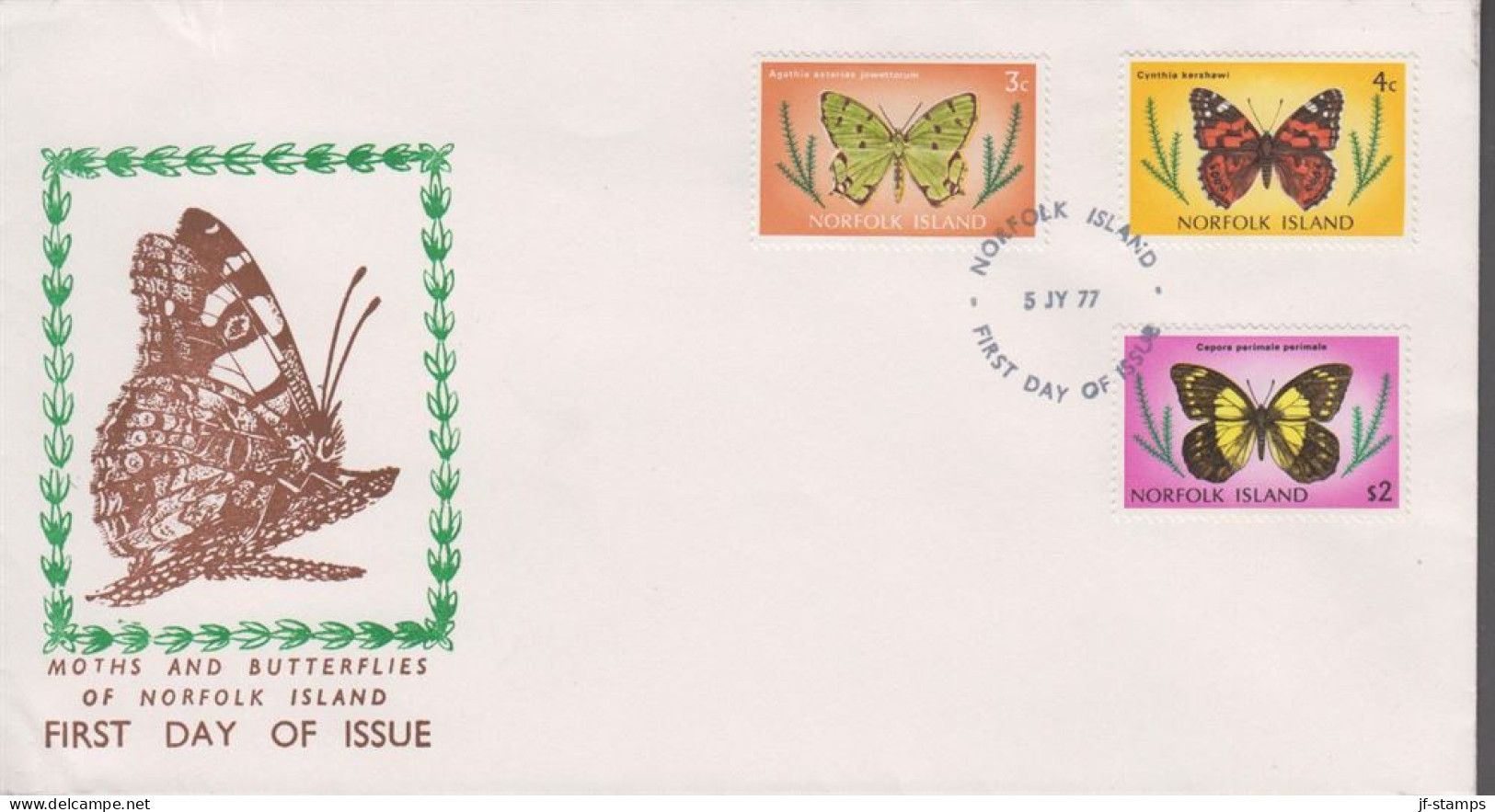 1977. NORFOLK ISLAND. 3 + 4 C + 2 $ Butterfly On FDC 5 JY 77. (MICHEL 200+) - JF543170 - Isla Norfolk