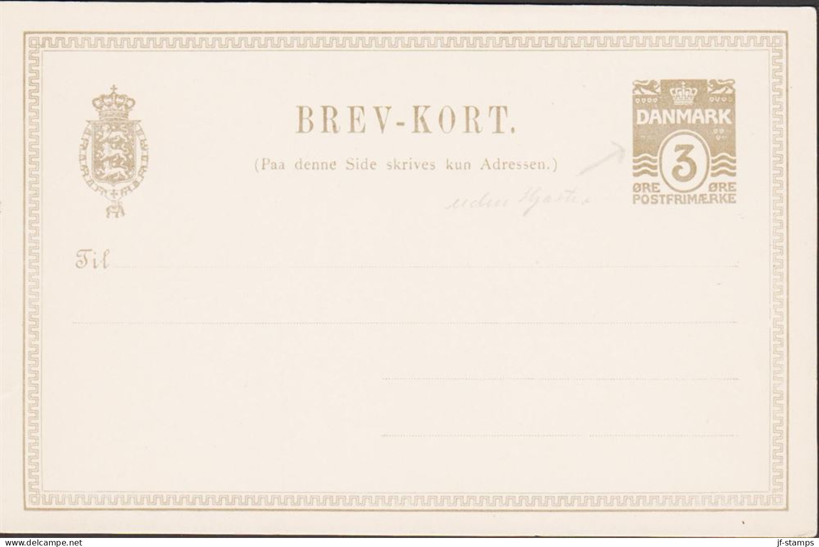 1915. DANMARK. BREVKORT 3 ØRE WAVY LINE With Very Rare Variety Partly Missing Hearts. Very Unusual.  - JF543194 - Storia Postale