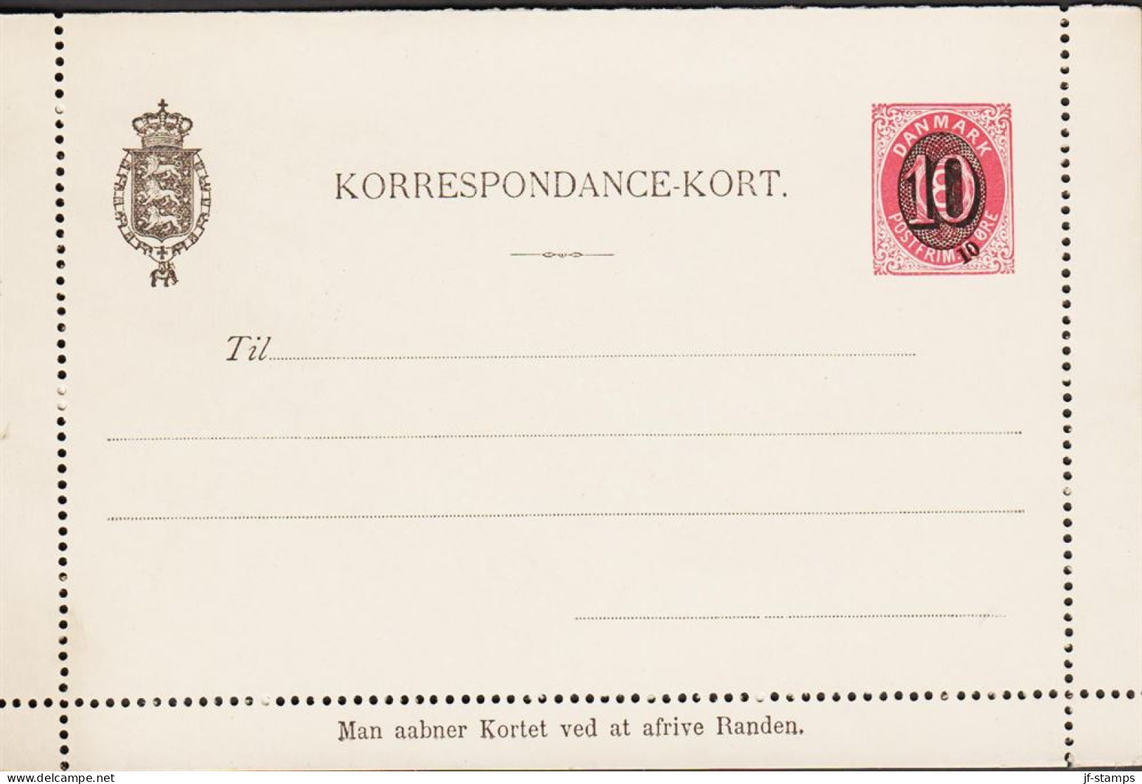 1904. DANMARK. 10 Overprint On 8 ØRE KORRESPONDANCEKORT.  - JF543198 - Postal Stationery