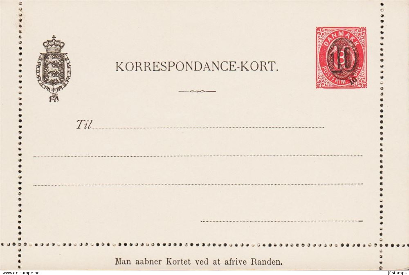 1904. DANMARK. 10 Overprint On 8 ØRE KORRESPONDANCEKORT.  - JF543200 - Postal Stationery