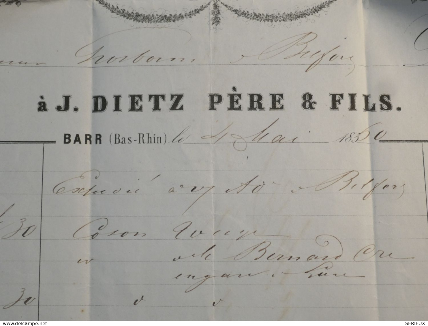 DL 7 FRANCE BELLE LETTRE   1860 BAAR A BELFORT + NAP. N°14 VOISIN  +AFF. INTERESSANT+ - 1849-1876: Période Classique