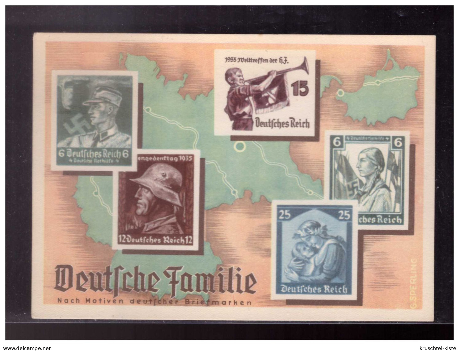Dt- Reich (023930) Privatganzsache Deutsche Familie, Blanco Gest. Mit Werbestempel Berlin Zum Anschluß Österreichs - Private Postal Stationery
