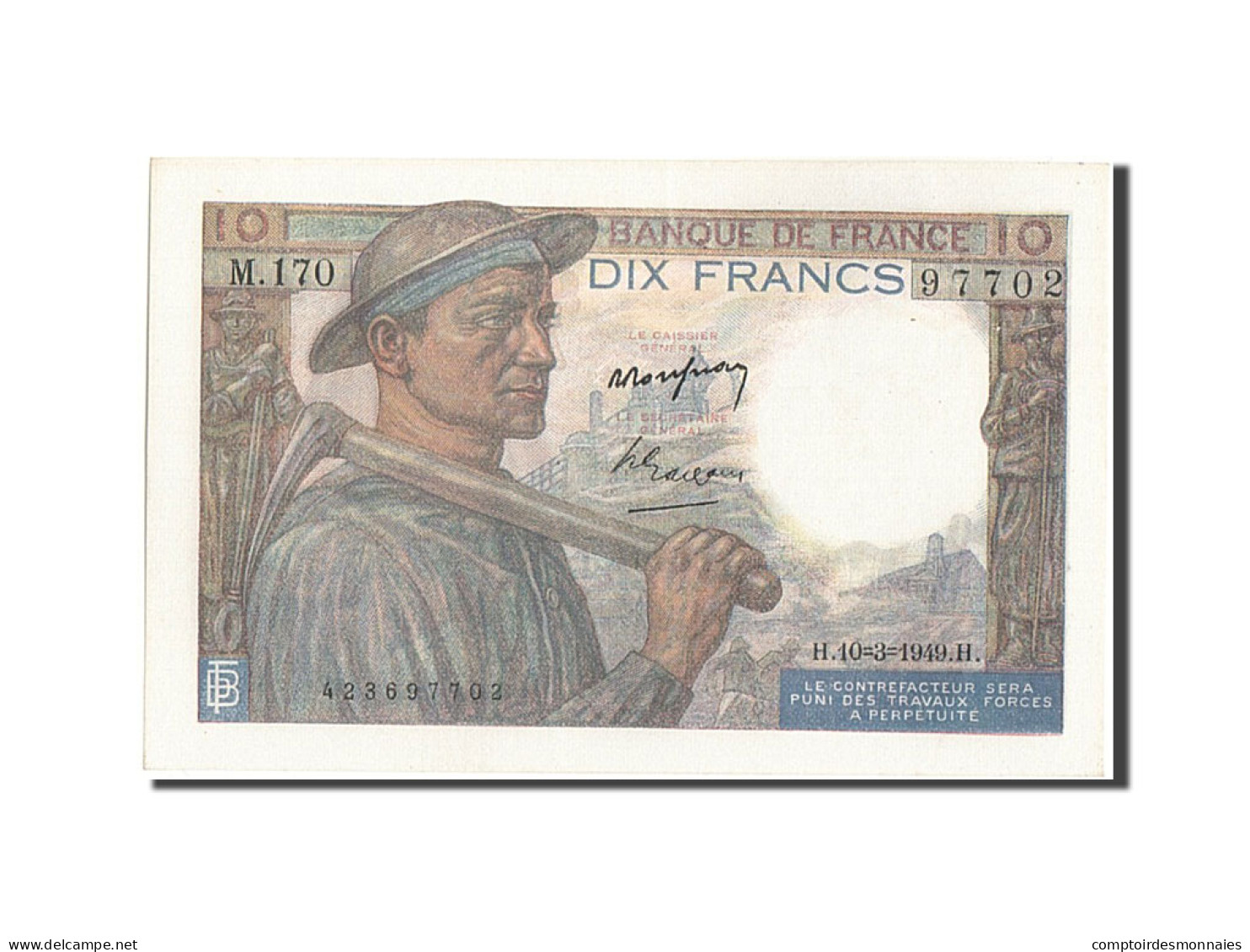 Billet, France, 10 Francs, 10 F 1941-1949 ''Mineur'', 1949, 1949-03-10, SPL - 10 F 1941-1949 ''Mineur''