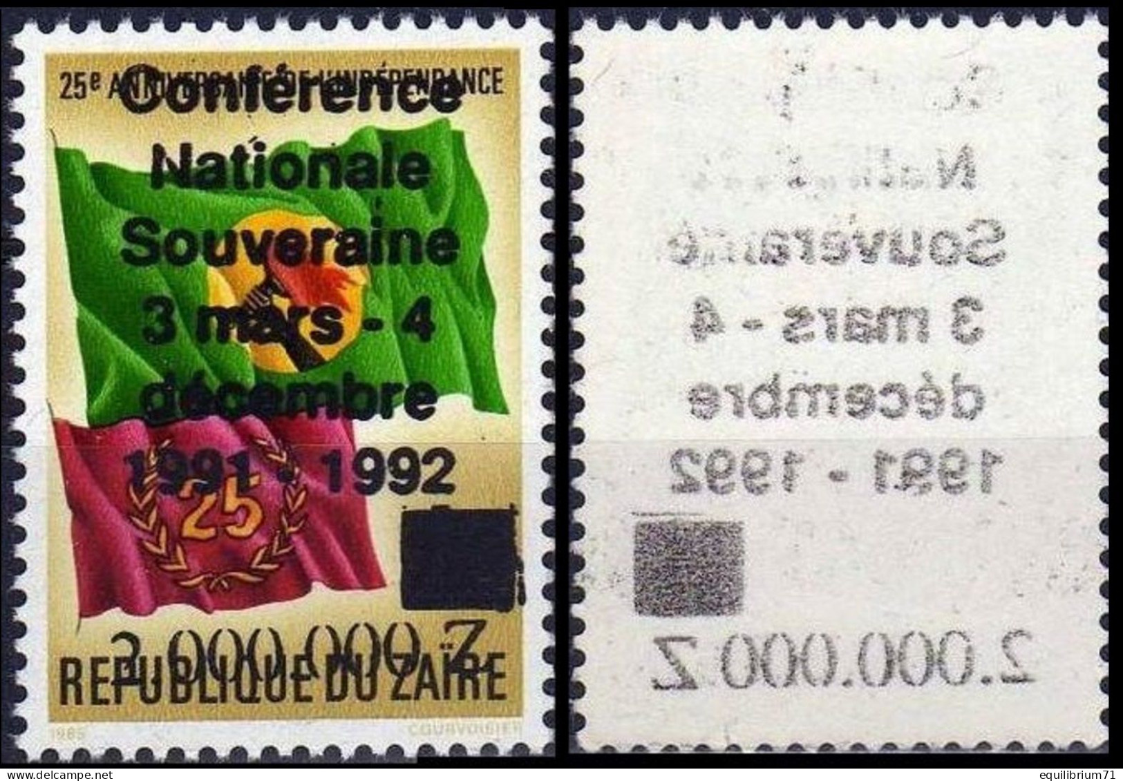 1289** + Surcharge Recto Verso "conférence Nationale …"NON EMIS / Opdruk "conférence Nationale …"NIET UITGEGEVEN.. - Unused Stamps