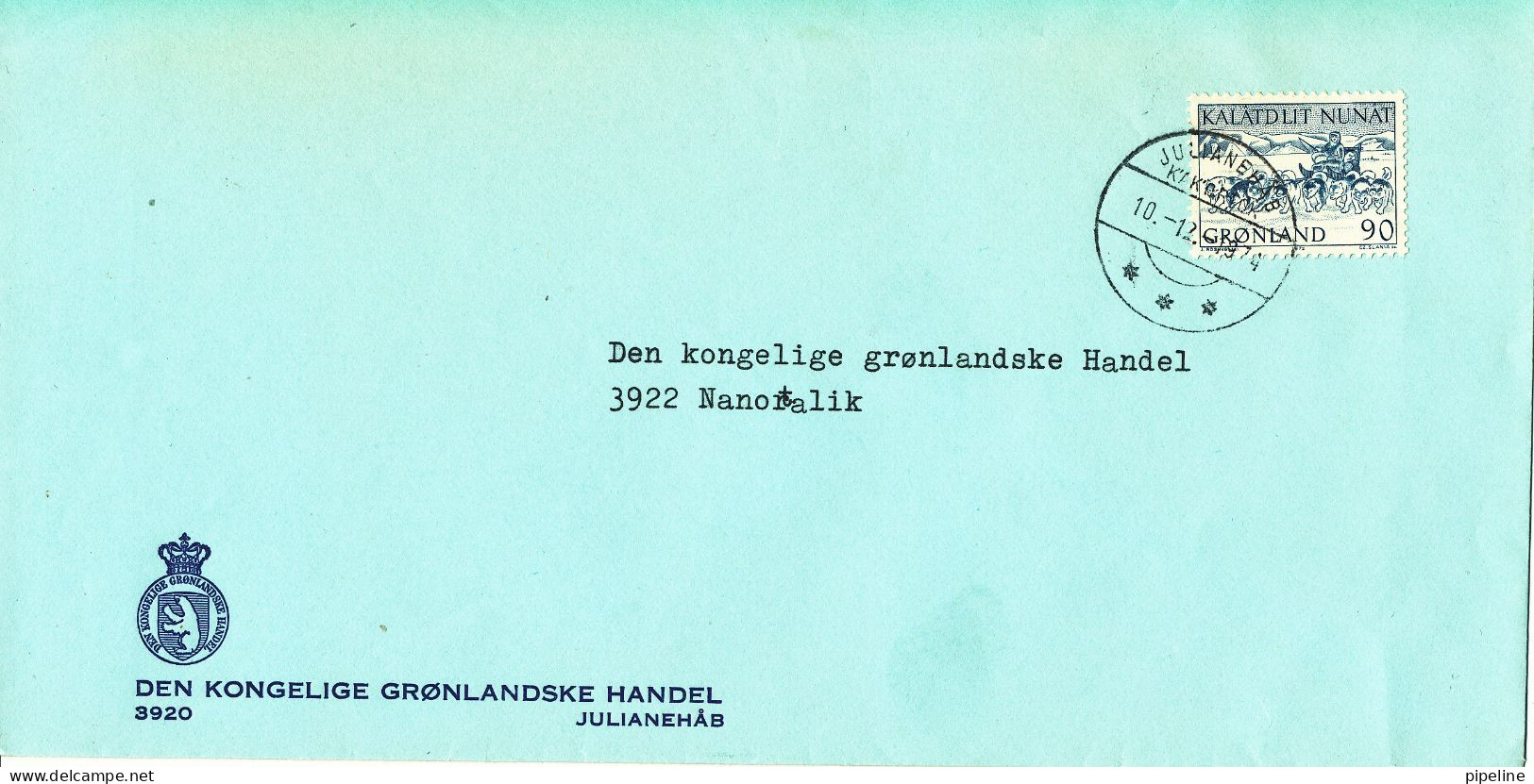 Greenland Cover Sent To Denmark 10-12-1974 - Covers & Documents
