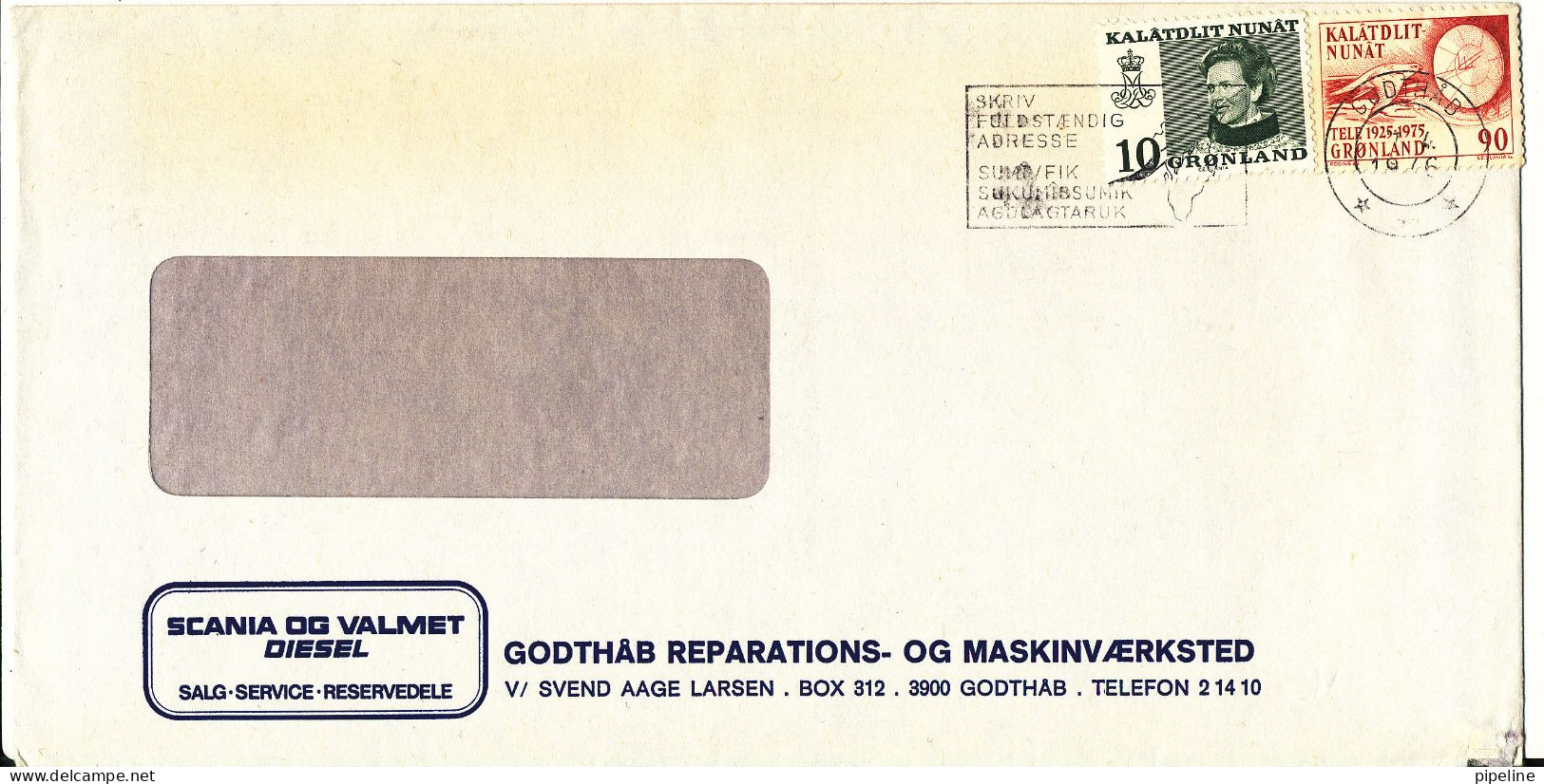 Greenland Cover Sent To Denmark 7-4-1976 - Briefe U. Dokumente