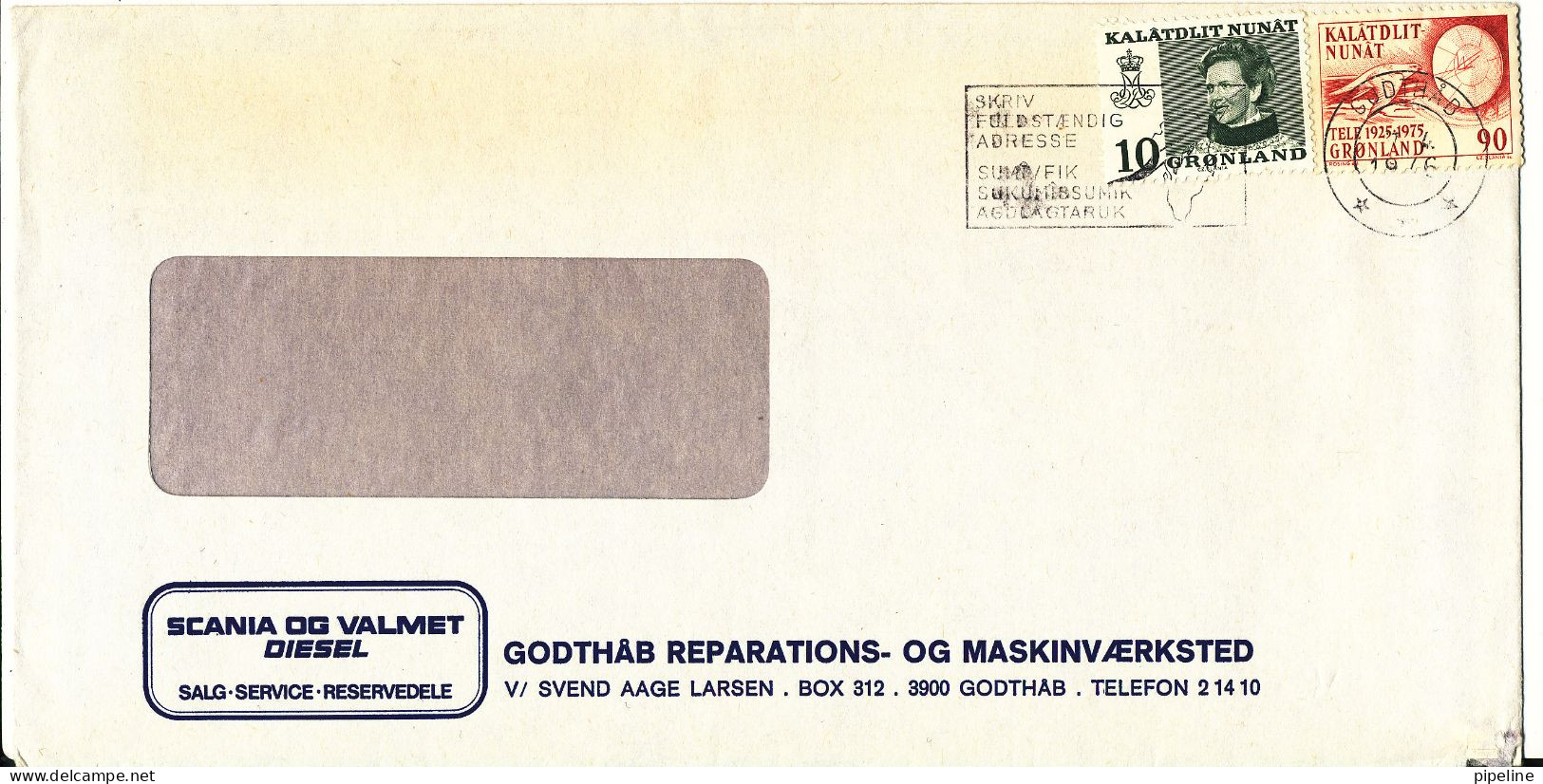Greenland Cover Sent To Denmark 7-4-1976 - Covers & Documents