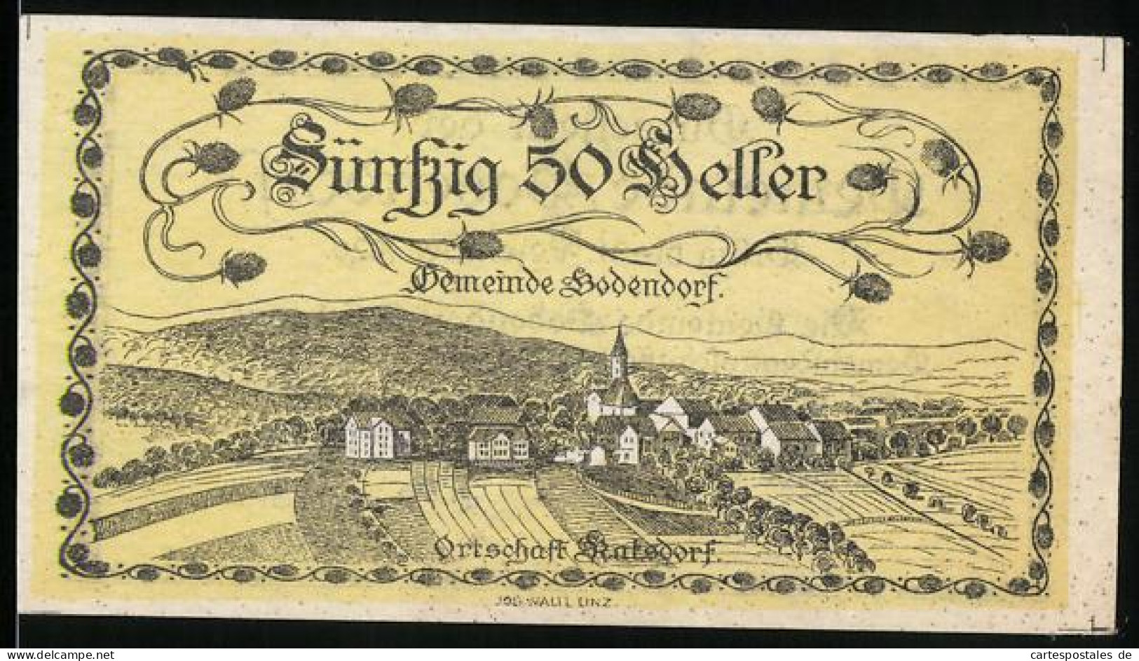 Notgeld Bodendorf 1920, 50 Heller, Ortschaft Katsdorf  - Austria