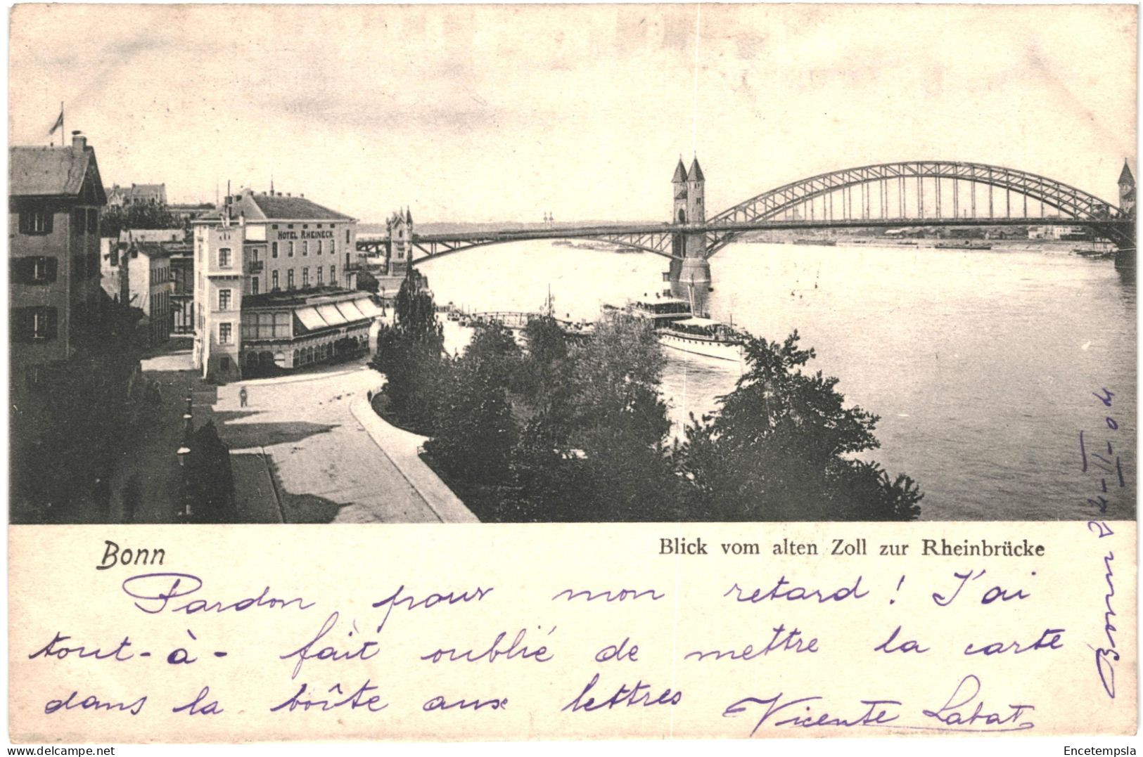 CPA Carte Postale Germany Bonn Blick Vom Alten Zoll Zur  Rheinbrücke 1904 VM78412 - Bonn