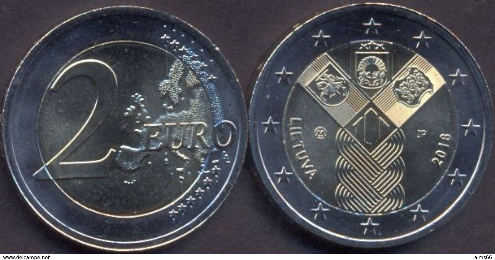 Lithuania 2 Euro 2018 UNC > 100 Years Of Independent Of Baltic States - Lithuania