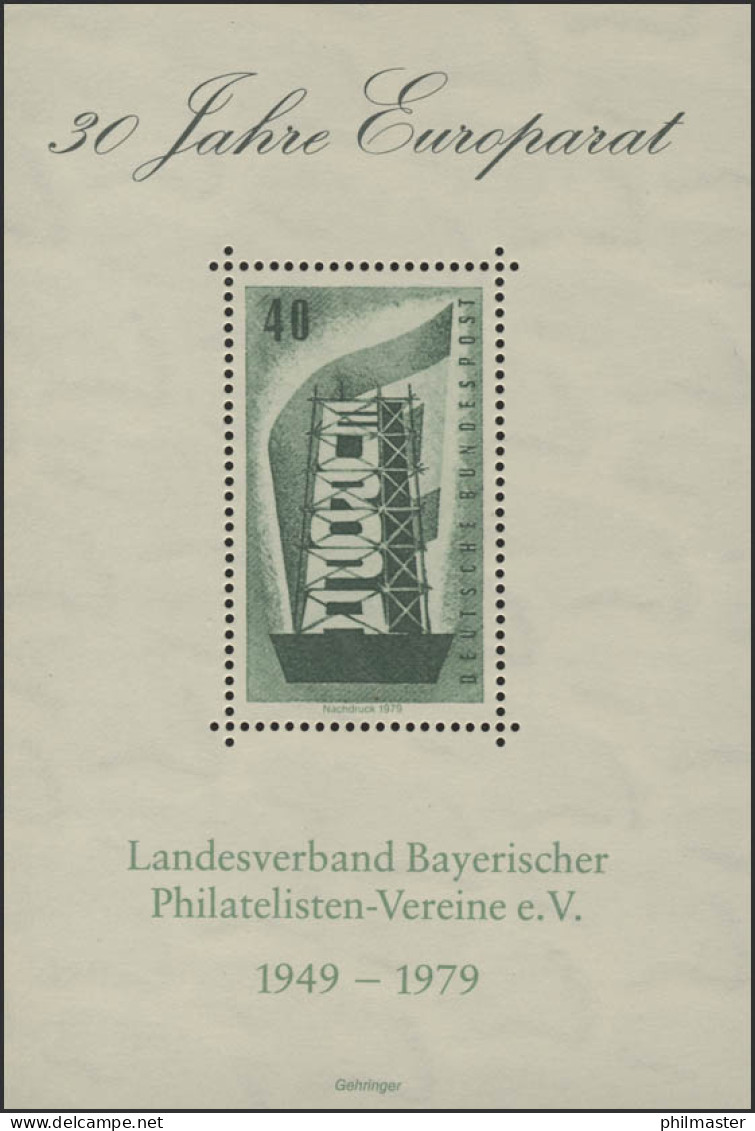 Sonderdruck FAKSIMILE 30 Jahre Europarat LV Bayern 1979 - Private & Local Mails