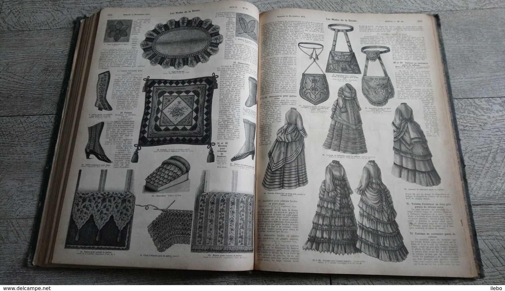 reliure les modes de la saison album 1870-72 broderie ouvrages de dames mode gravures rare 71 numéros mode