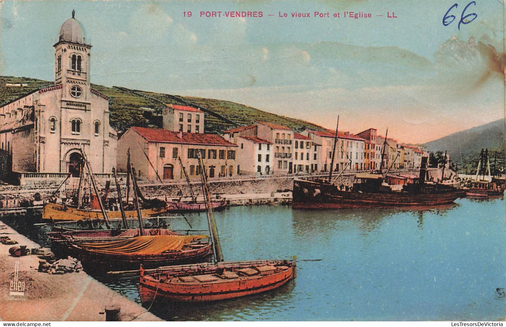 FRANCE - Port Vendres - Le Vieux Port Et L'église - Carte Postale Ancienne - Port Vendres