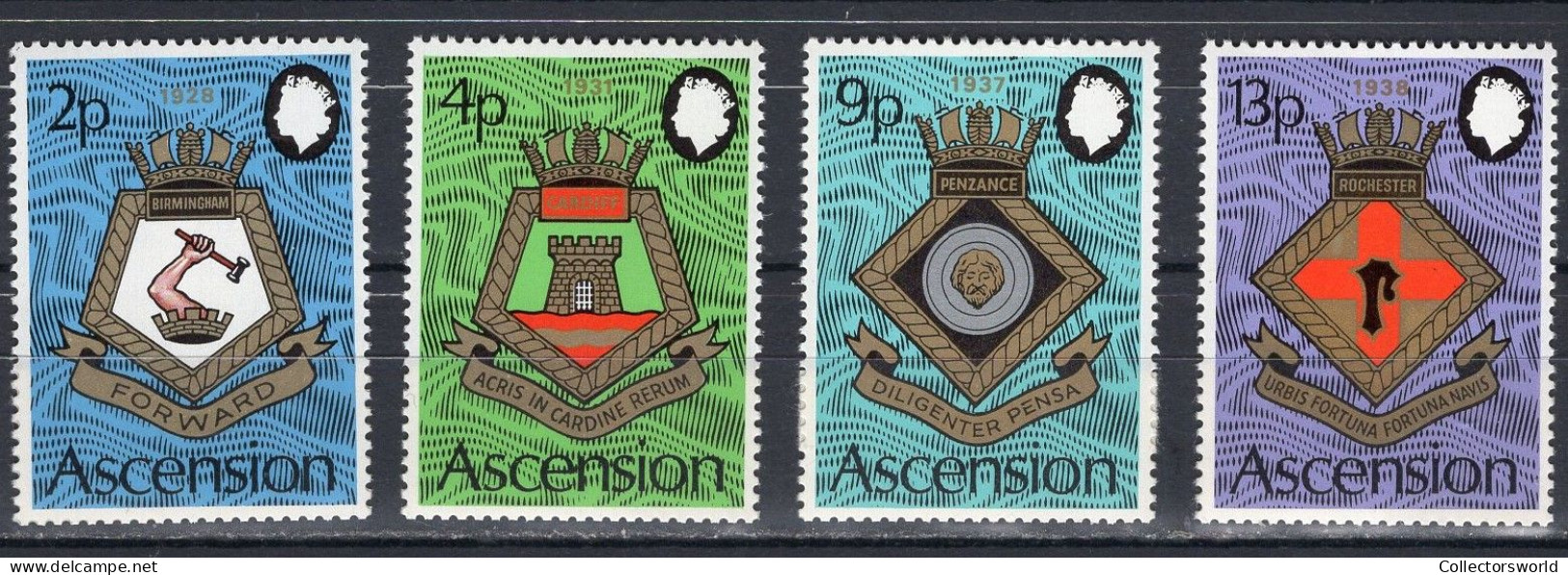 Ascension Serie 4v 1973 Royal Naval Crests / Marine Navy Coat Of Arms MNH - Ascension