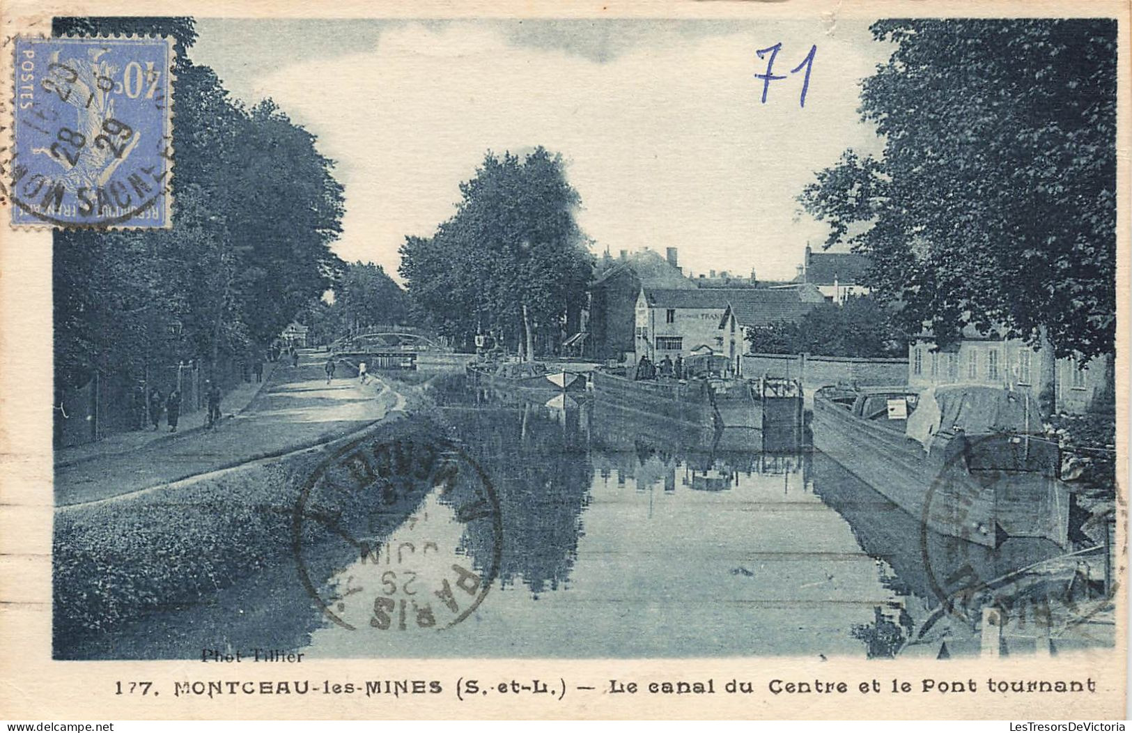 FRANCE - Montceau Les Mines - Le Canal Du Centre Et Le Pont Tournant - Carte Postale Ancienne - Montceau Les Mines