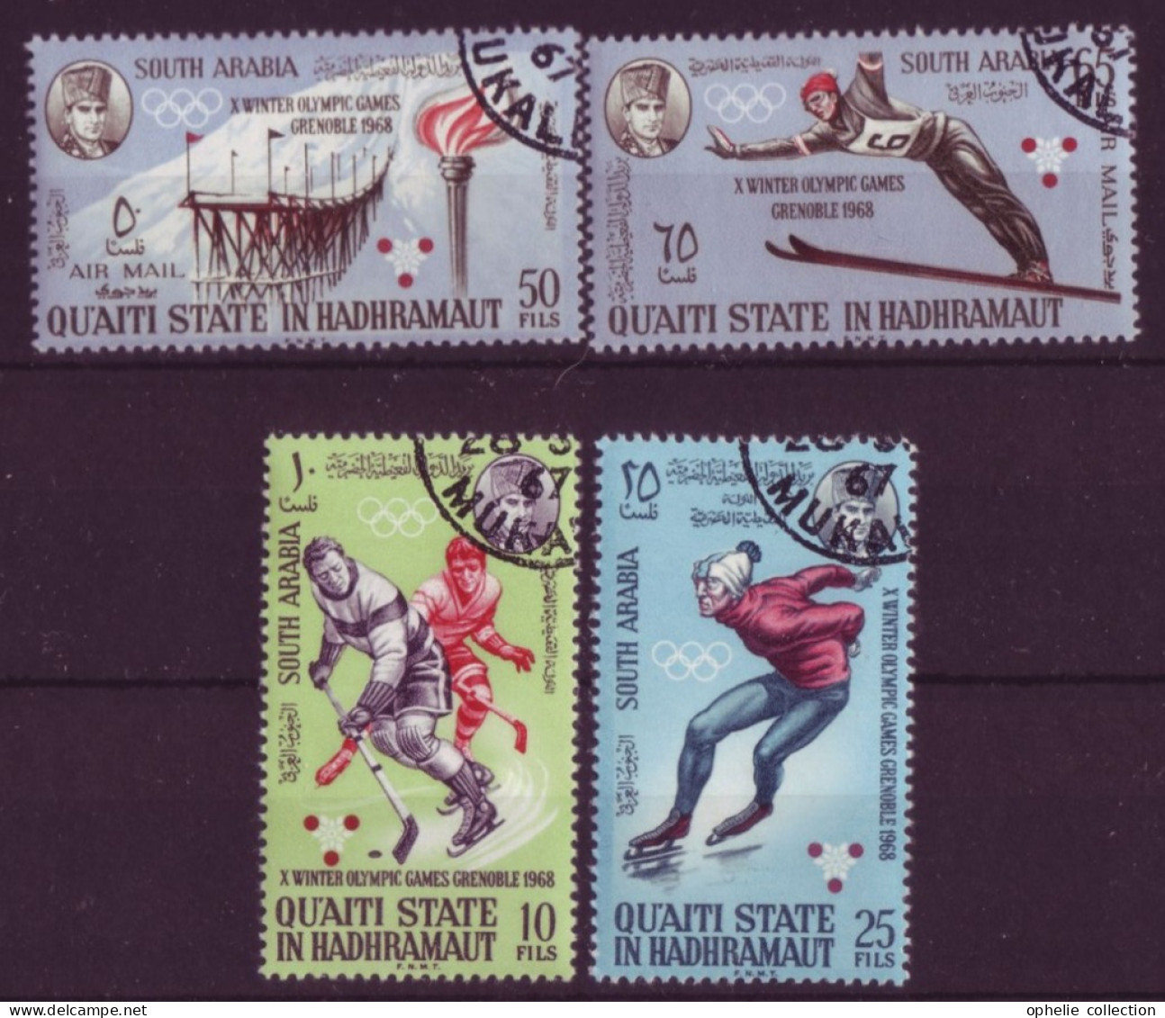 Asie - Quaiti State In Hadrhramaut - Grenoble 68 - Olympic Winter Games - 4  Timbres Différents - 6589 - Yemen