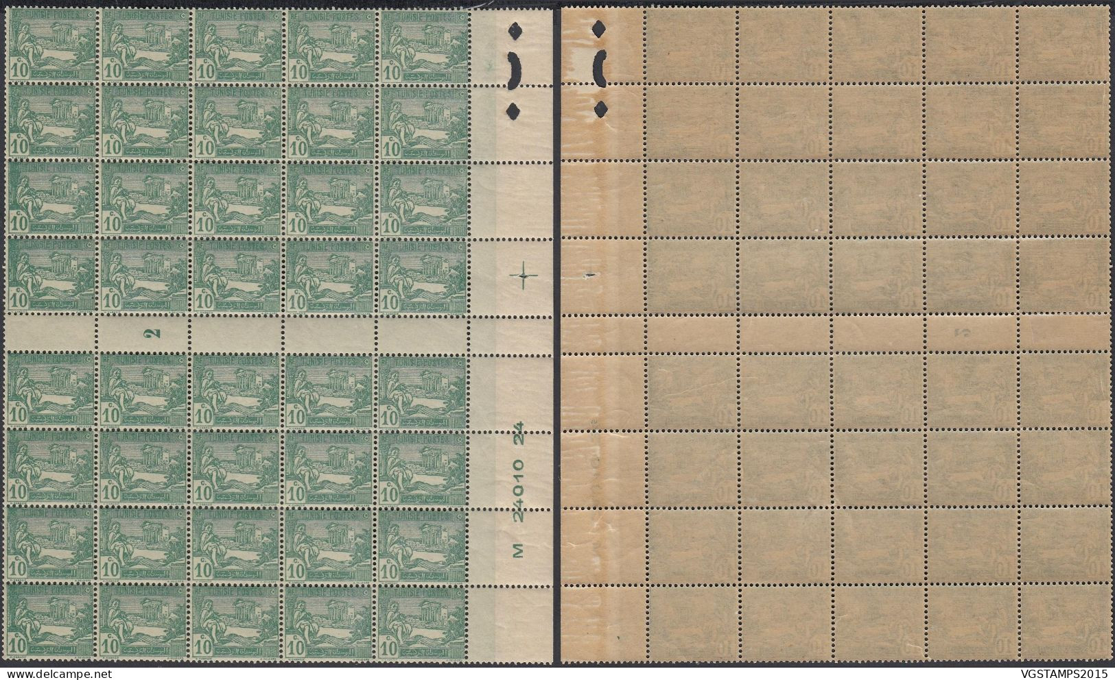 Tunisie 1922 - Colonie Française - Timbres Neufs. Yvert Nr.: 76 Avec Millesime"2". Bloc De 30 .... (EB) DC-12491 - Unused Stamps
