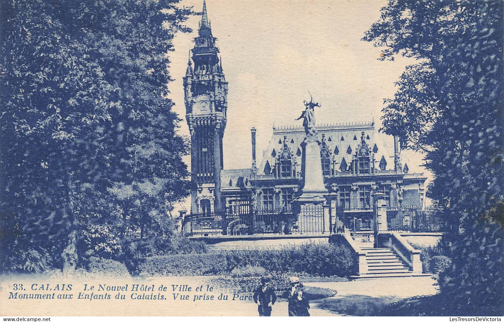 FRANCE - Calais - Le Nouvel Hôtel De Ville Et Le Monument Aux Enfants Du Calaisis - Prise Du Parc-Carte Postale Ancienne - Calais