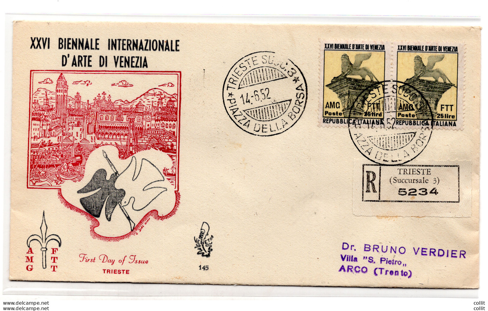 Trieste A - Biennale Di Venezia Coppia Su FDC Venezia Racc. - Marcofilie