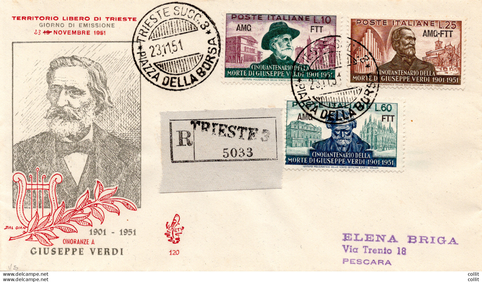 Verdi  Su FDC Venezia Racc. - Storia Postale