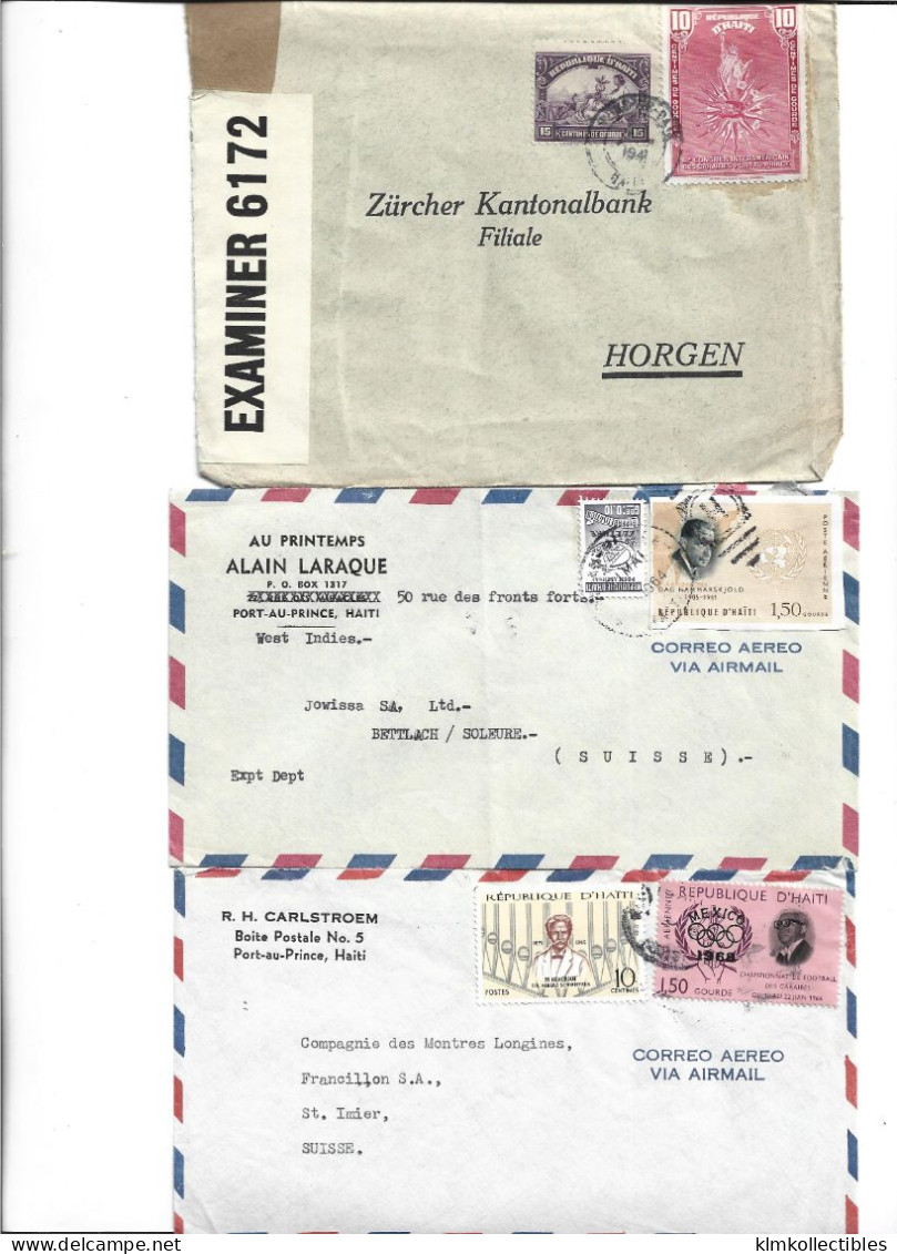 HAITI - POSTAL HISTORY LOT - 3 COVERS CENSORED UNITED NATIONS AIRMAIL - Haiti