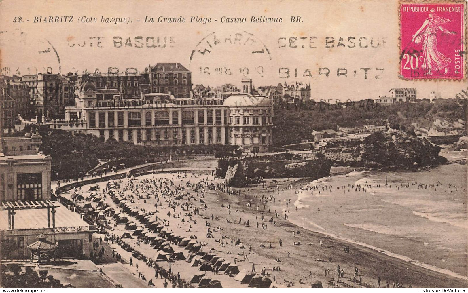 FRANCE - Biarritz - La Grande Plage - Casino Bellevue - Carte Postale Ancienne - Biarritz