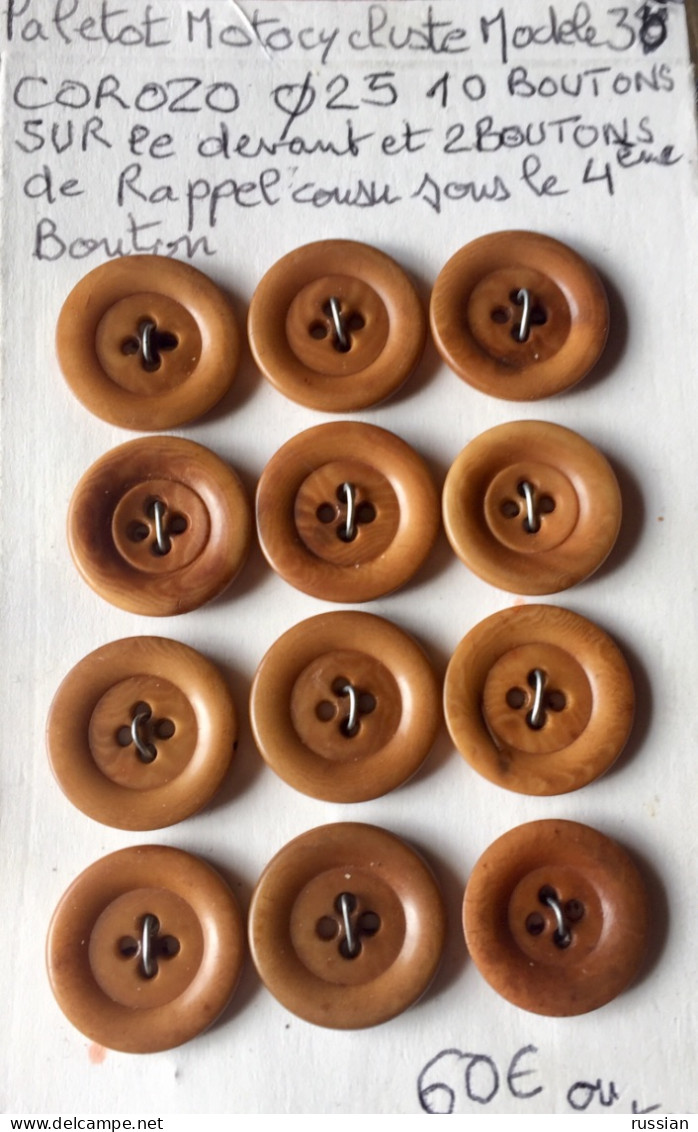 12 Boutons 25mm Bouton En Corozo  Pour Paletot Veste Vareuse Manteau DLM 1938 - Buttons