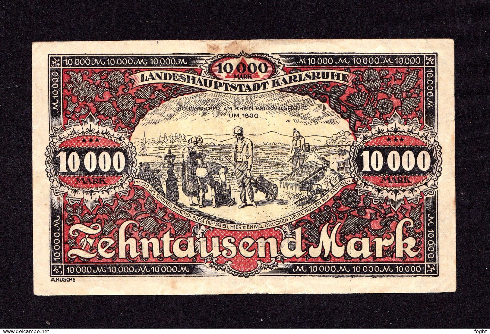 1923 Germany / Karlsruhe Gutschein 10000 Mark - 10.000 Mark