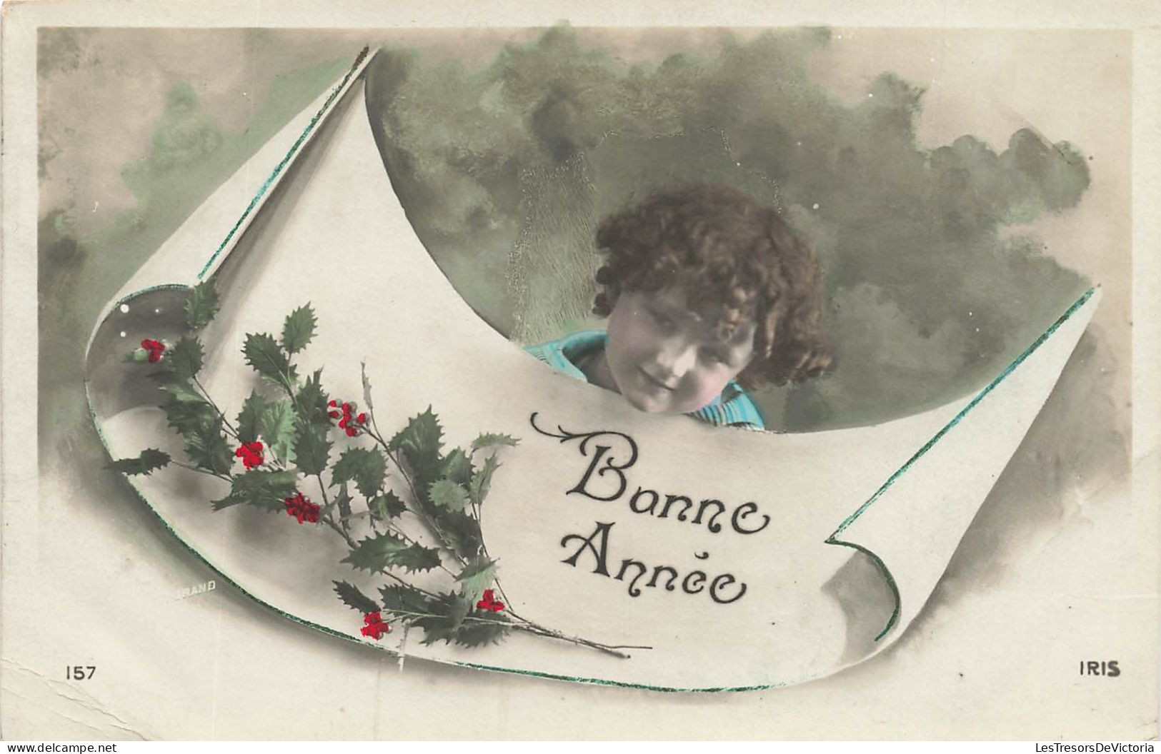 FETES - VOEUX - Nouvel An - Bonne Année - Une Jeune Fille Portant Un Message - Carte Postale Ancienne - Nouvel An