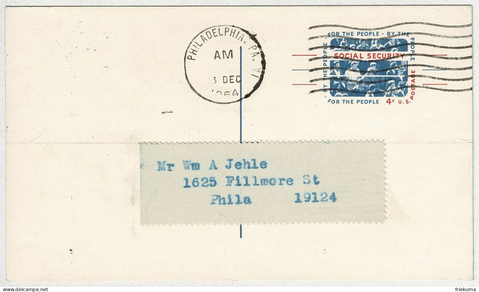 Vereinigte Staaten / USA 1964, Ganzsachenkarte / Post Card / Stationery Philadelphia - Fillmore - 1961-80